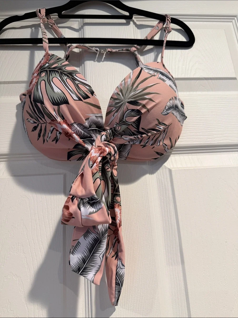 Tropical Print Bikini Set with Cover-Up - Peach Floral